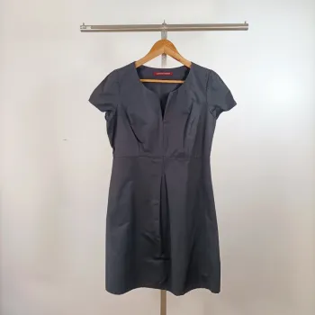 Robe noire Comptoir des Cotonniers coton col fendu coupe droite chic taille 42 A1307