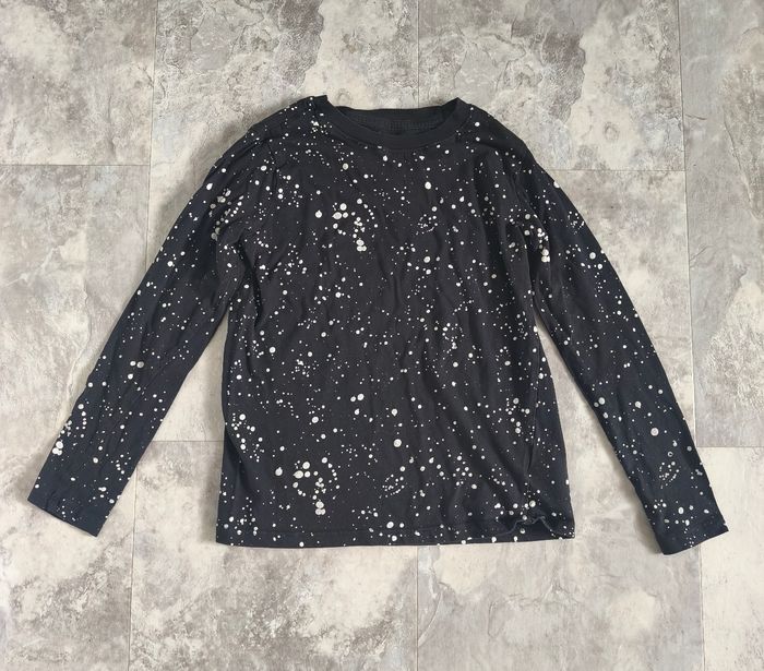 Tee shirt manches longues noir à points blancs H&M taille 8/10 ans