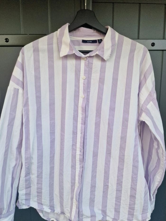 Chemise blanche a rayures lila kiabi - photo numéro 8