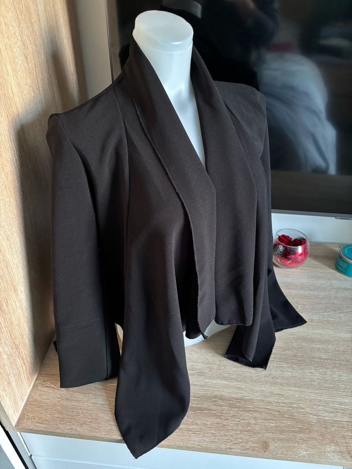 Veste blazer fluide noir asymétrique taille S/M - photo numéro 2