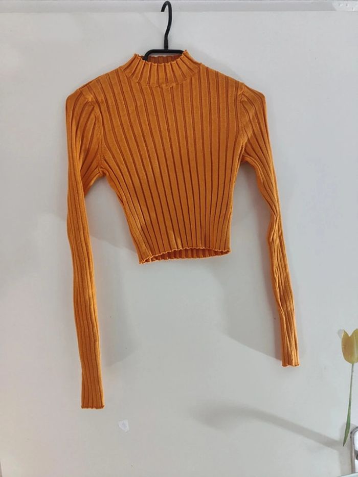 Pull Court Côtelé en Laine Orange💎 sister 36💎 - photo numéro 3