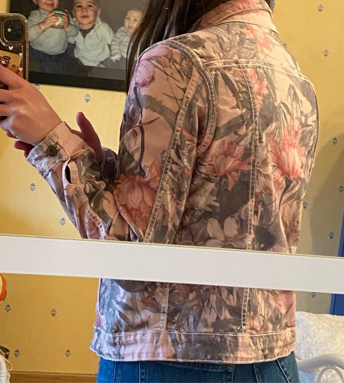 Veste en jean réversible rose / imprimé floral. - photo numéro 3