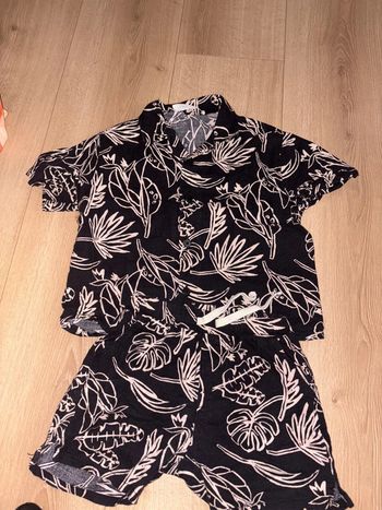 Tenue enfant garçon style hawaïenne noir et blanc zara 2-3 ans 98cm