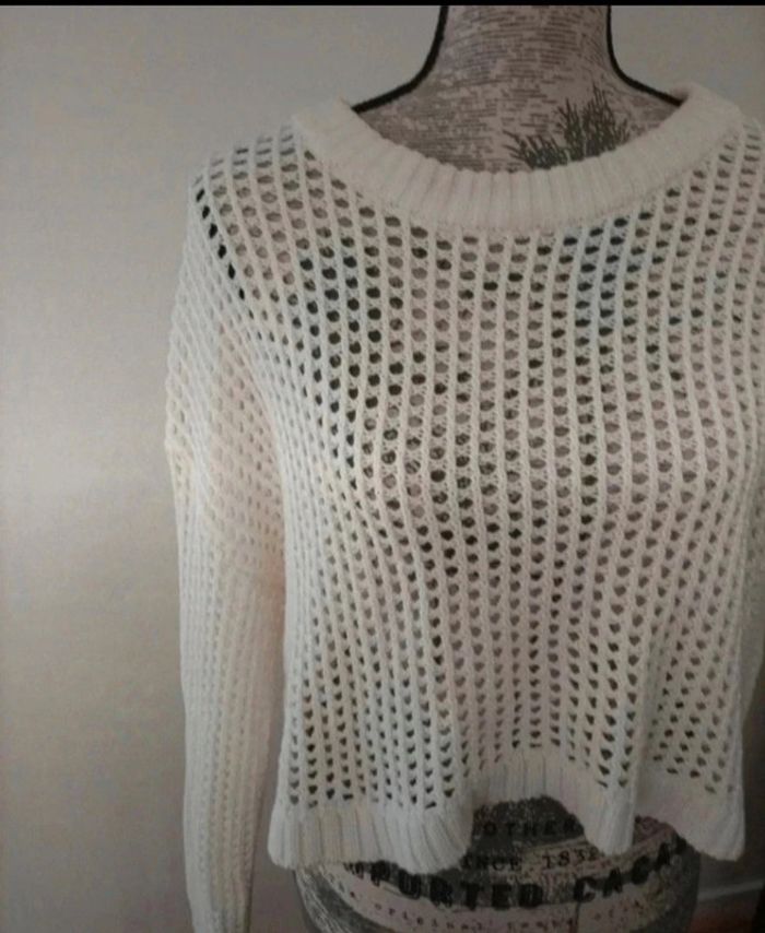 Pull ajouré blanc taille L - photo numéro 2