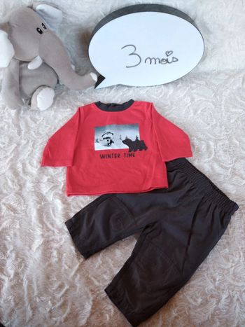 Ensemble Garçon 3 mois Winter Time bonhomme de neige Ours