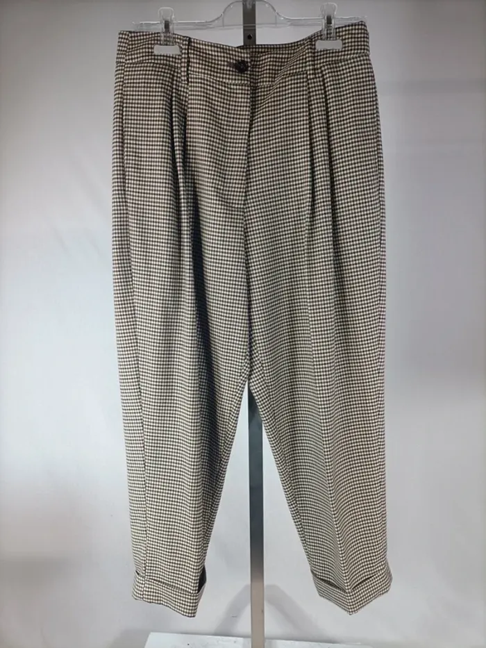 Pantalon vintage petit carreau noir et blanc - vichy noir & blanc - A065