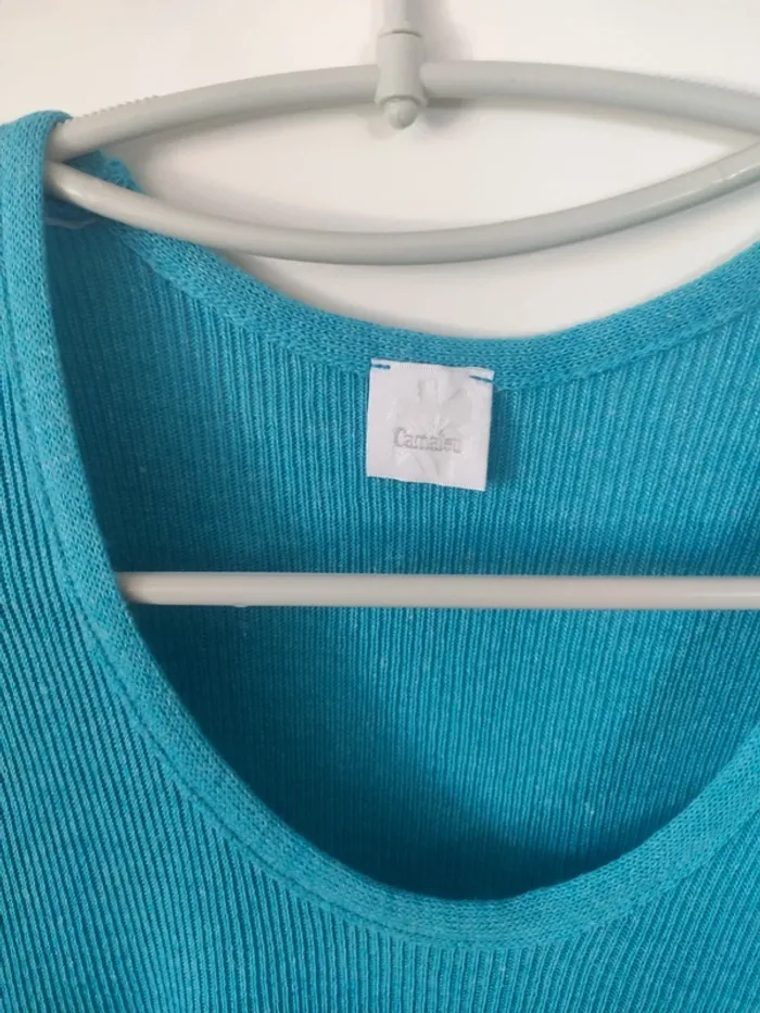 Camaïeu tee shirt 20 % lin - taille 2 - photo numéro 3