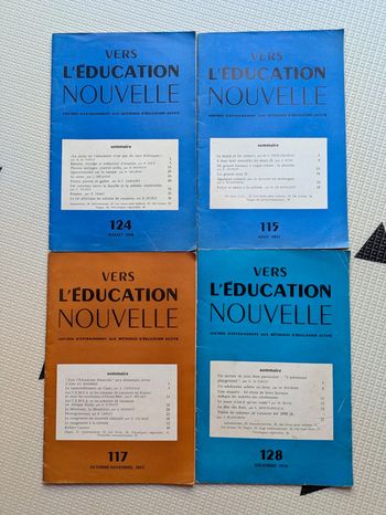 Lot de quatre revues Vers l'éducation nouvelle