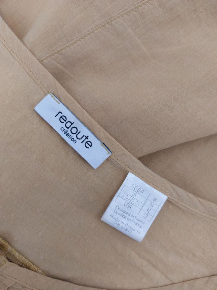 Blouse brodée en coton jaune moutarde 44 - photo numéro 5