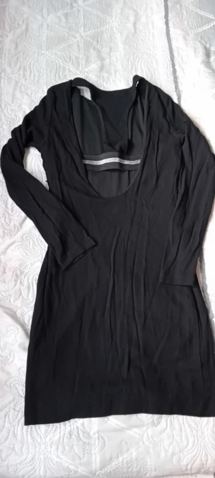 Robe chic noire dos ouvert bande élastique femme S Trafaluc Zara - photo numéro 3