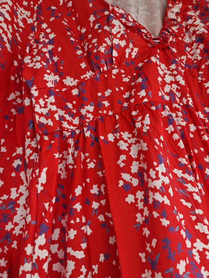 Robe longue rouge imprimé fleuri - photo numéro 6