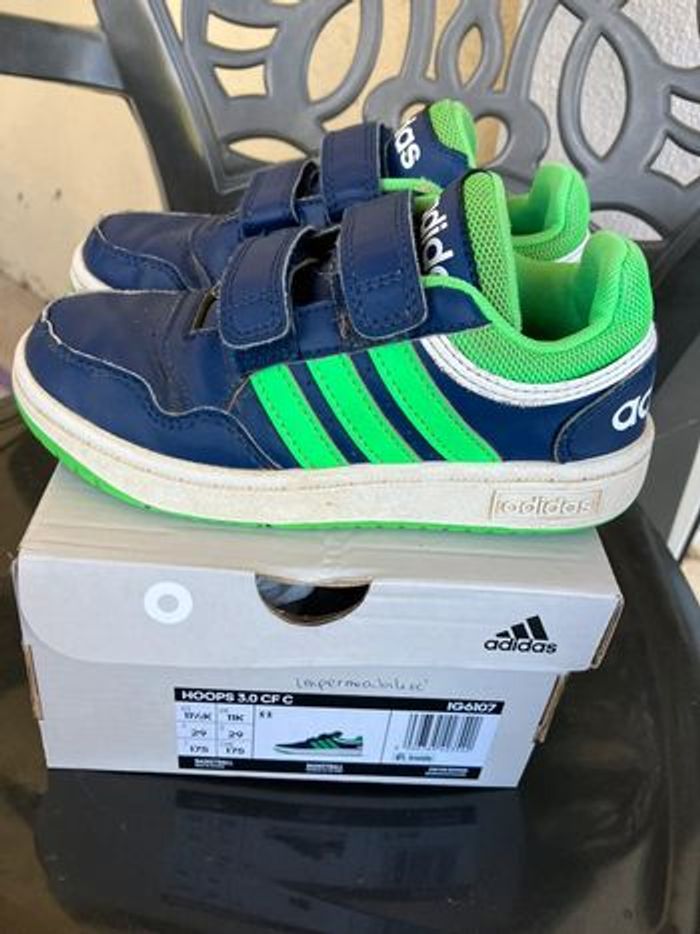Basket adidas Hoops 3.0 bleu et vert taille 29 - photo numéro 4