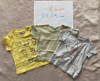 Lot de 3 T-shirts manches courtes - Petit Bateau, Du Pareil au même - 6 mois - TBE