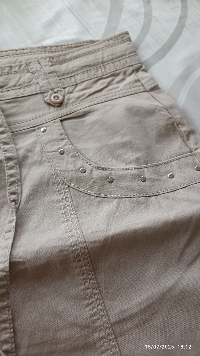 Pantacourt beige femme 40 Tissaia Neuf - photo numéro 3