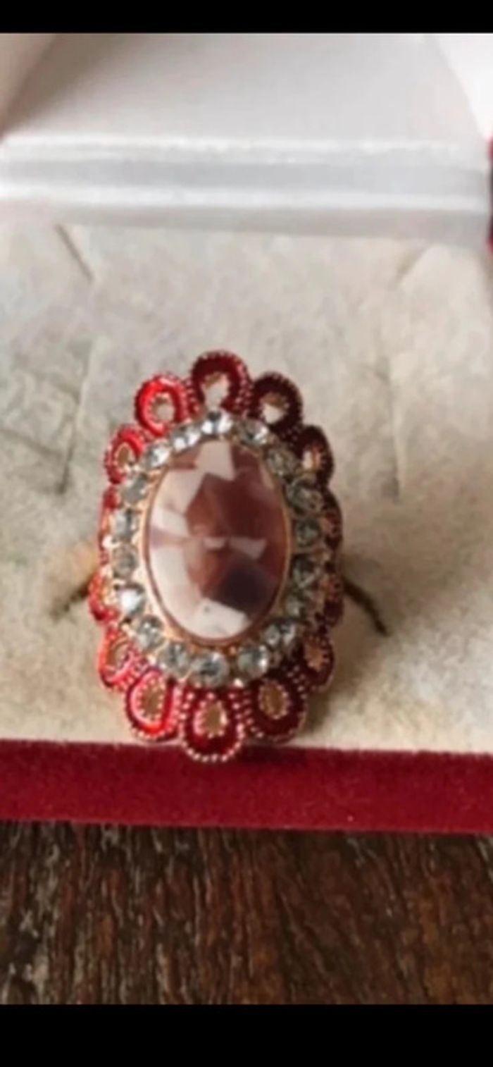 Magnifique bague réglage fleur avec strass et pierre - photo numéro 11
