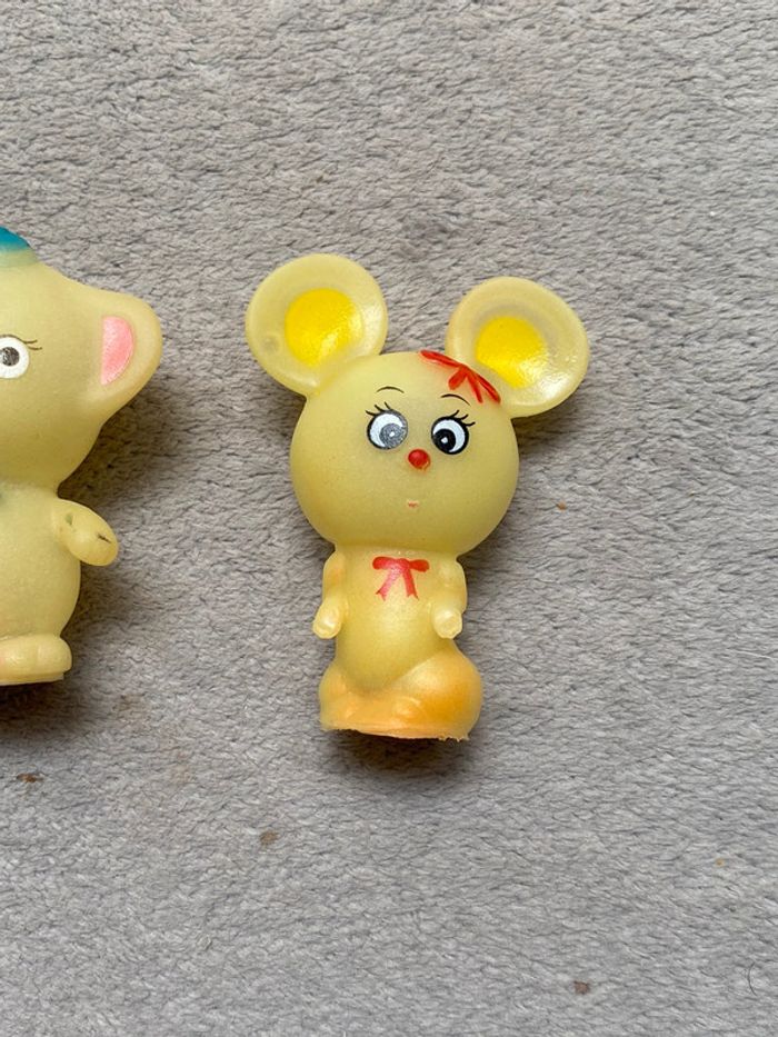Lot de 2 anciennes figurines vintage luminou éléphant et lapin - photo numéro 3