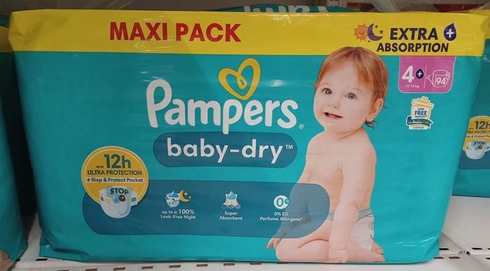 2 Maxipack couches Pampers baby-dry Taille 4+ - pack de 94 couches - photo numéro 2