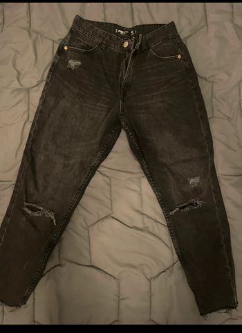 Jean gris foncé trou mom fit