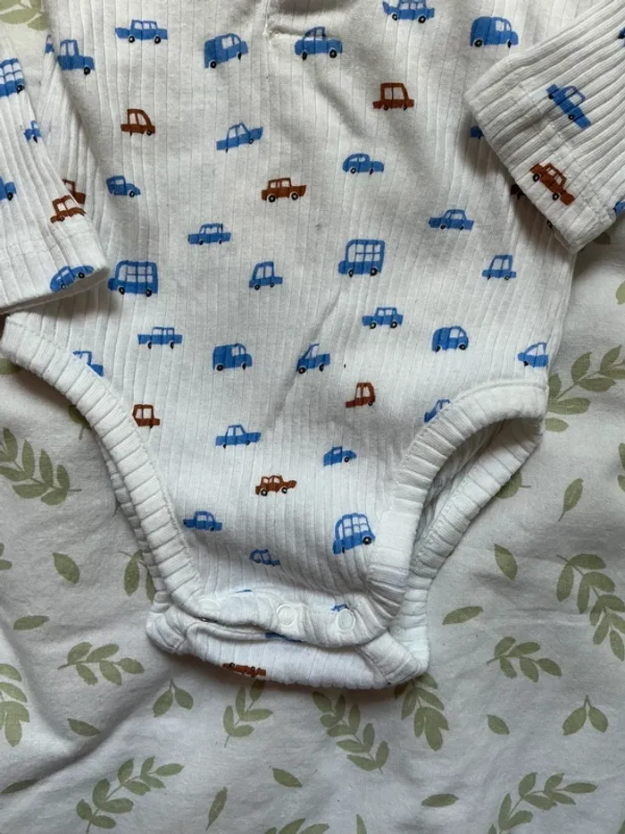 body polo manches longues blanc motifs voitures 12 mois bout'chou - photo numéro 4