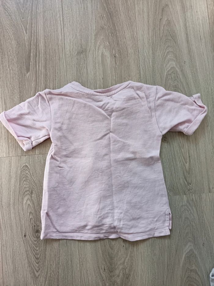 Lot 2 pulls sweat manches courtes fille 4 ans Okaïdi rose gris moustache - photo numéro 9