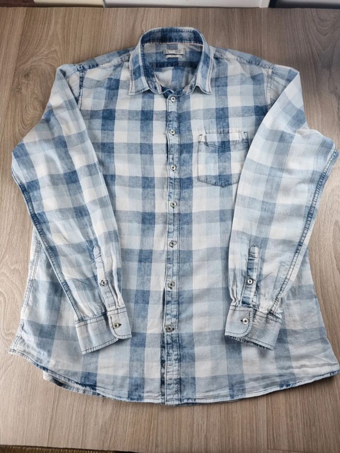 Chemise à rayures bleu et blanc Celio Taille L - photo numéro 2