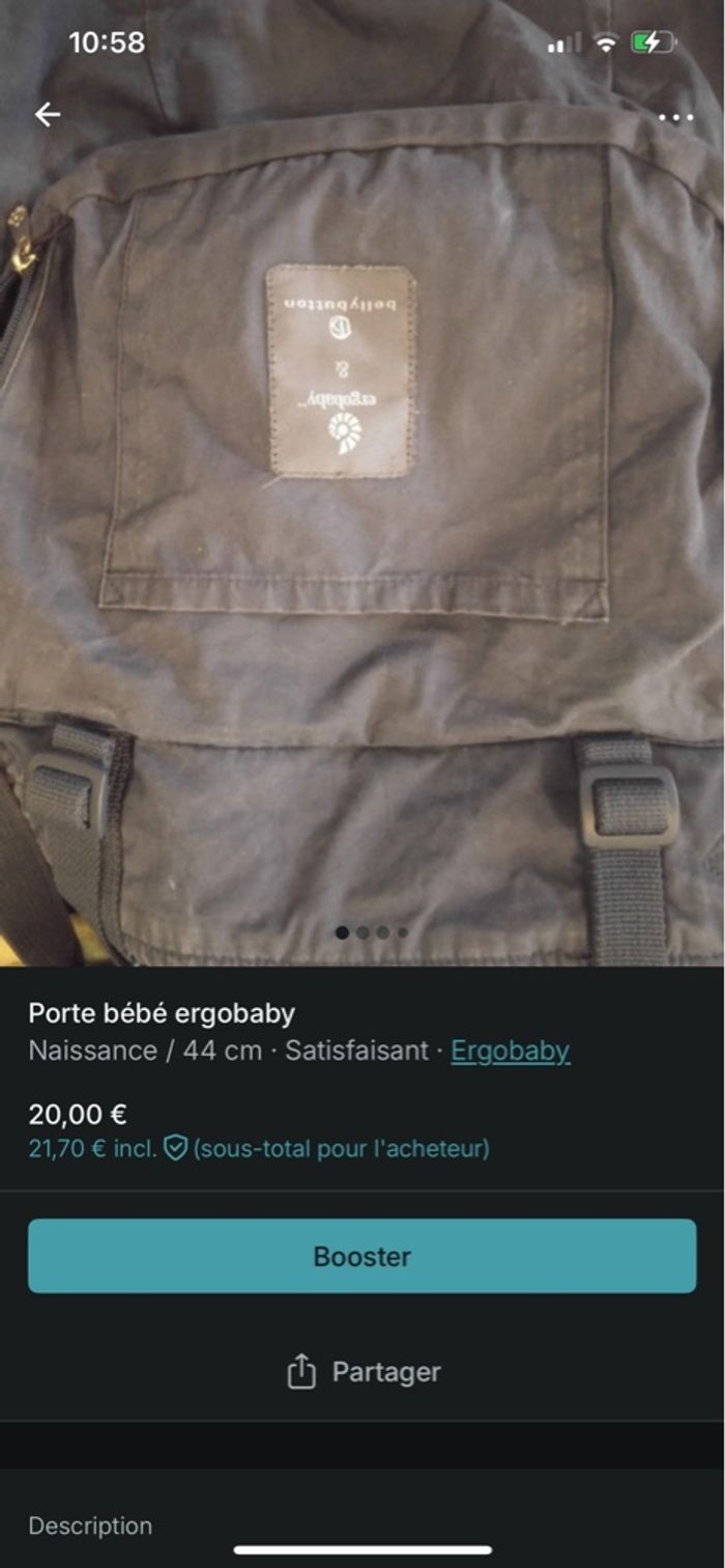 Porte bébé ergo baby et couussin pour noirisdon complète - photo numéro 2