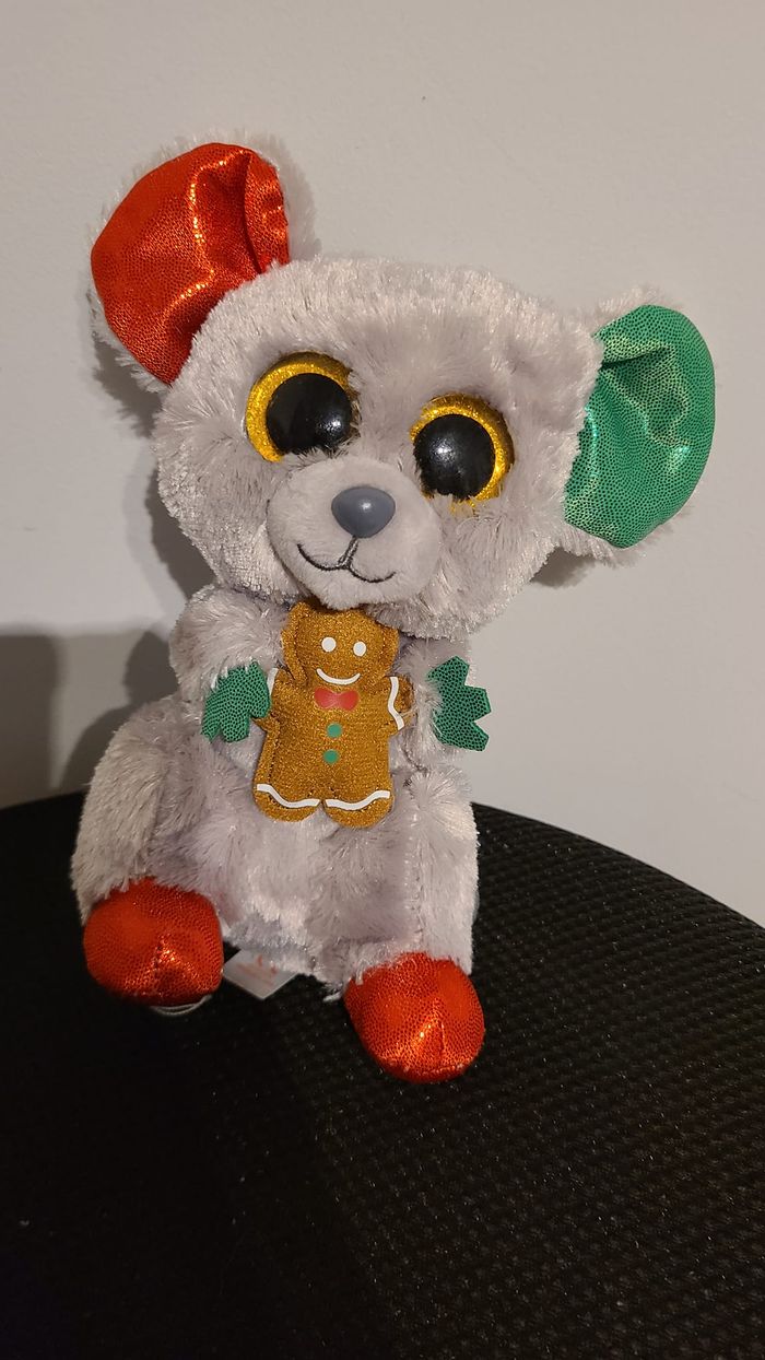 TY – Souris de Noël Glitter Yeux glub coulissante Beanie Boo Jouet en Peluche de Noël, édition limi
