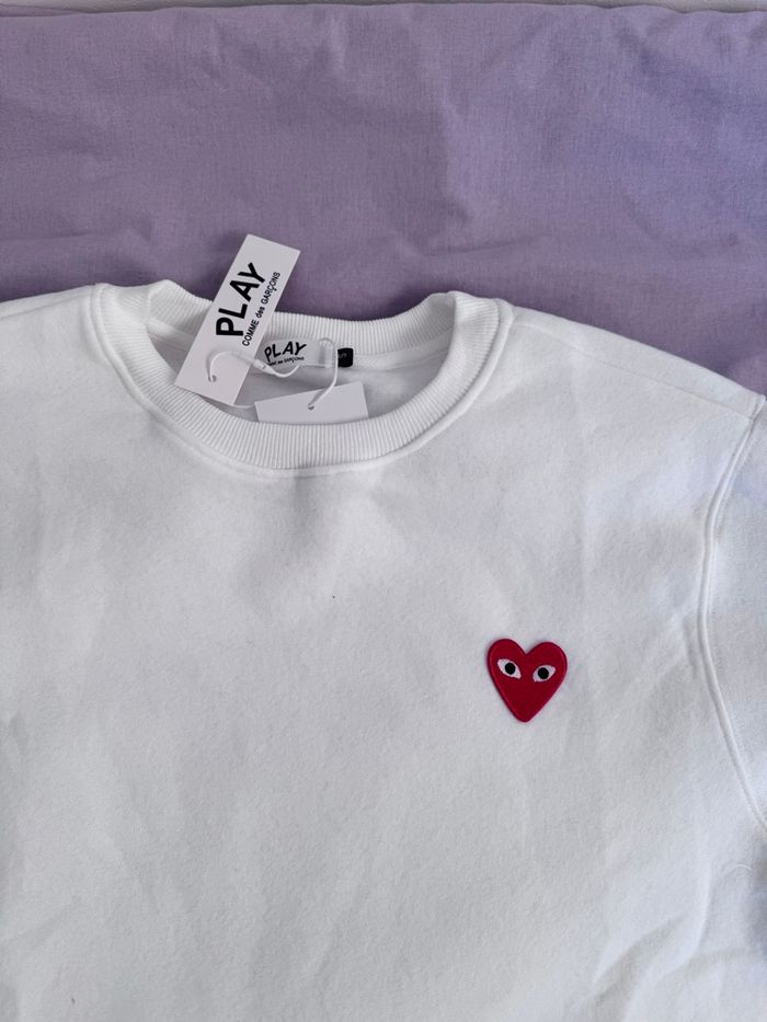 Pull sweat-shirt sans capuche ras de cou Comme Des Garçons taille S blanc - photo numéro 2