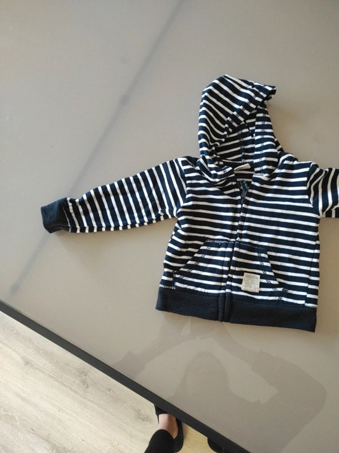 Gilet zippé marinière 6 mois - photo numéro 3