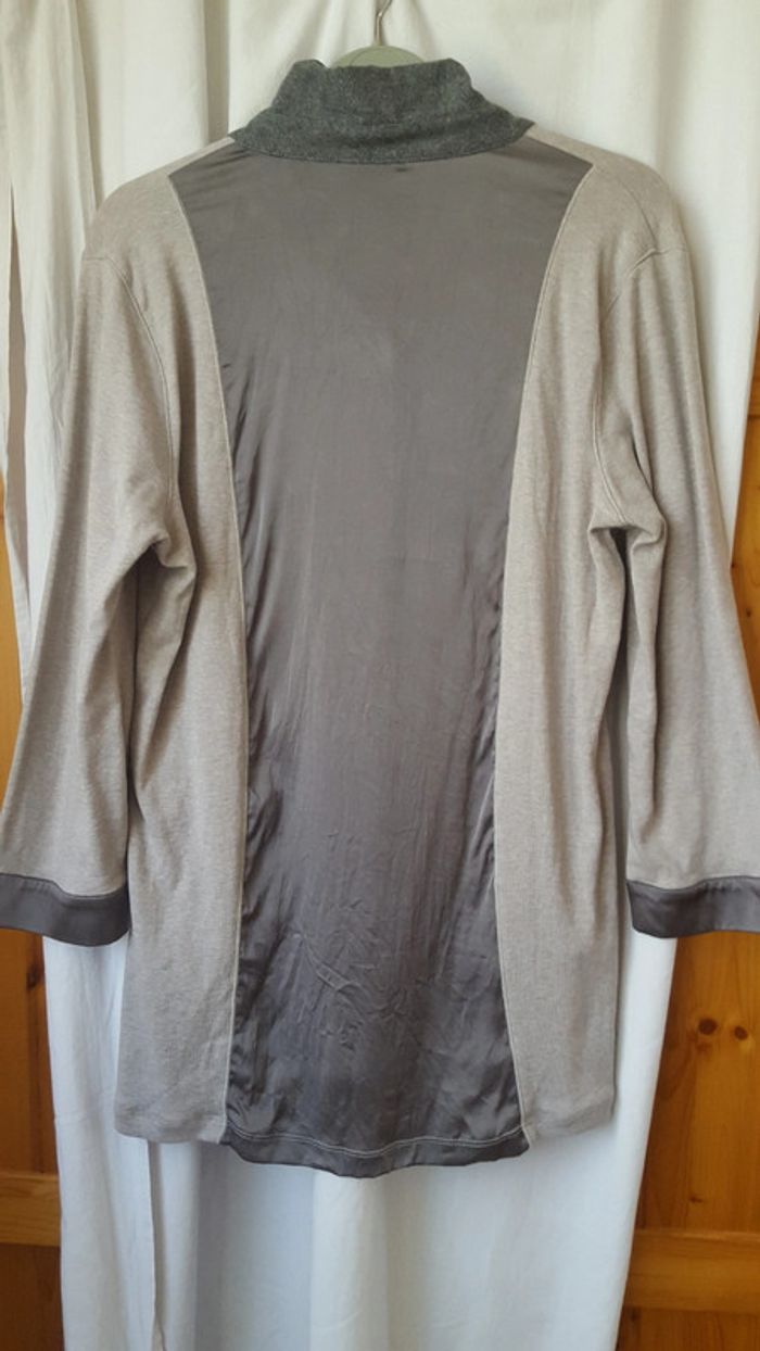 Tee-shirt manches 3/4  Bande et col  aspect soie - photo numéro 3