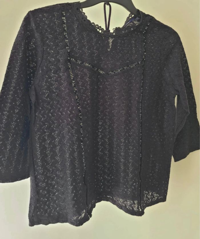 Blouse en dentelle noire à manches 3/4 • Kiabi • taille M