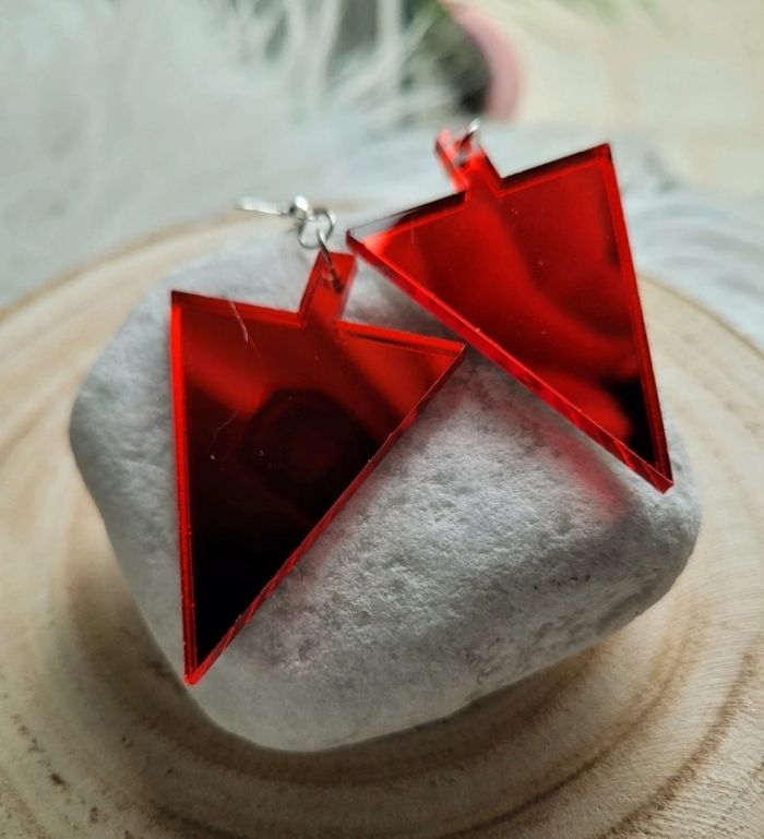 Boucles d'oreilles effet miroir plexiglas battement de coeur - photo numéro 2