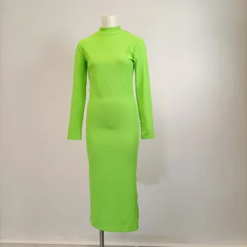 Robe verte fluo- M - stradivarius - robe longue moulante, soirée A288