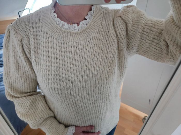 Pull ocre et dentelle TU - photo numéro 2