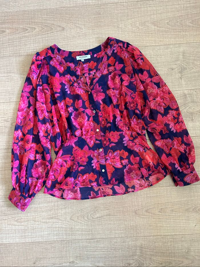 Blouse fleurie à manches longues Morgan taille 40 jamais portée - photo numéro 7