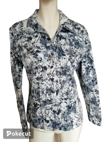 Veste jacket jean blanc white blue navy bleu Ernest