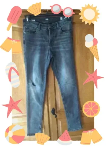 Pantalon jeans gris garçon 14 ans
