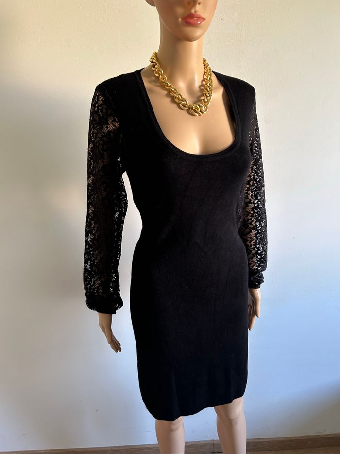 Robe pull noire neuve avec dentelle Morgan taille M (valeur 60€) - photo numéro 2