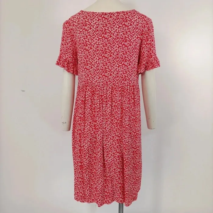 Robe rouge estivale Emery Rose fleurs blanche - taille S - A149 - photo numéro 3