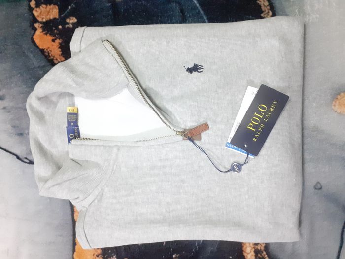 Pull half zip Ralph Lauren - Taille M - Couleur gris logo brodé noir - Neuf - photo numéro 1