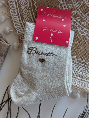 Paire de chaussettes Bichette beige paillettes