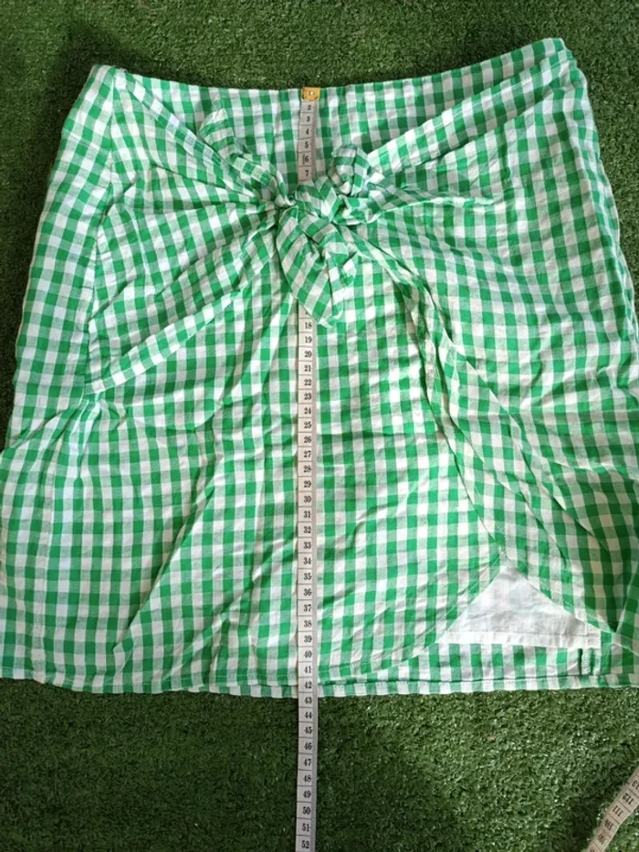 Jupe légère à carreaux vert et blanc Pimkie taille 36 - photo numéro 3