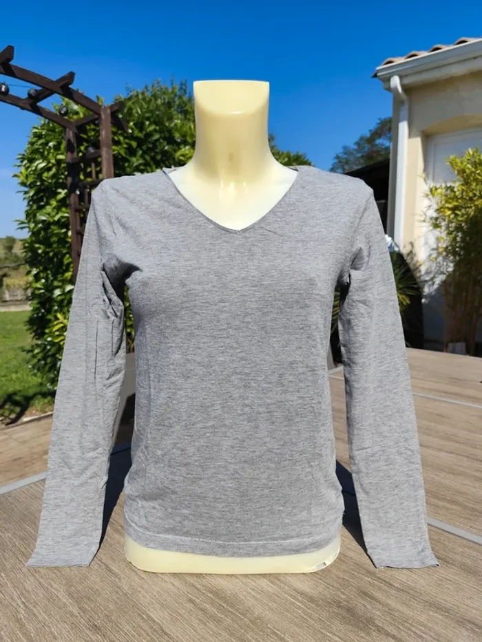 Tee shirt manches longues col en V gris T38 - Arkitect