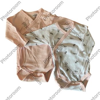 Kiabi Lit de 2 Bodies rose/blanc Taille 1 mois
