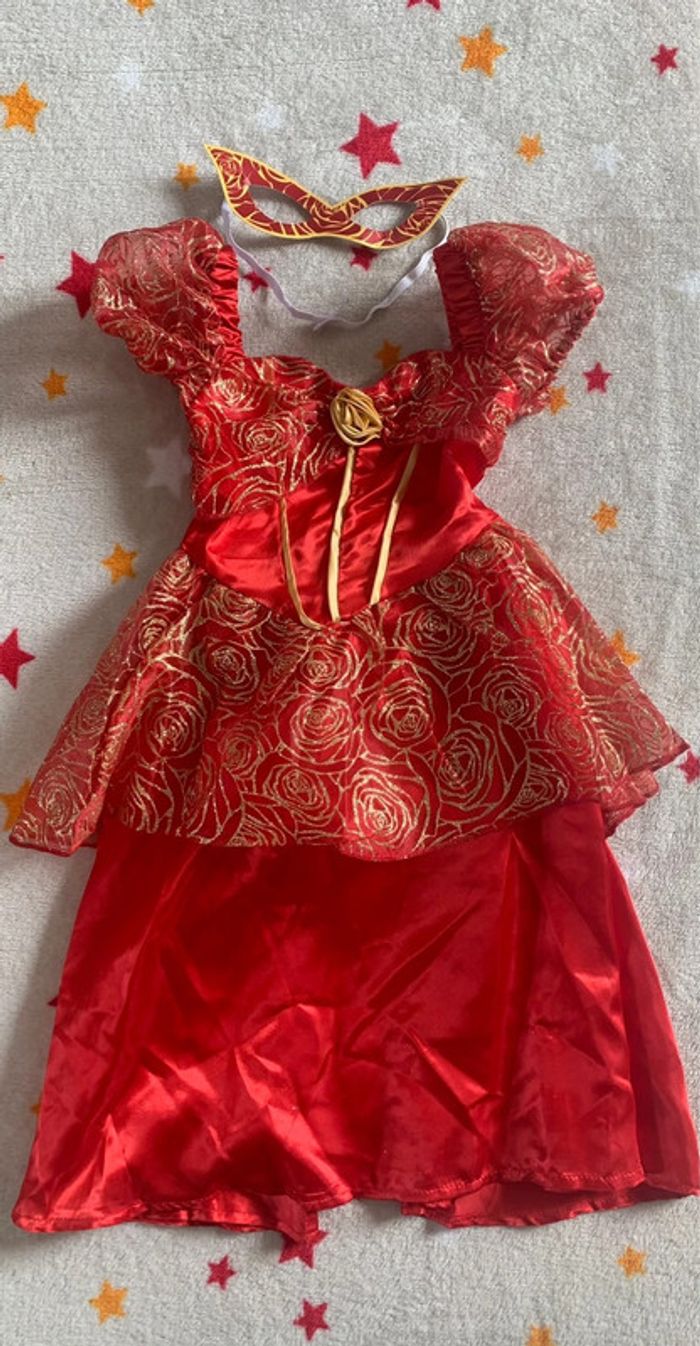 Panoplie Robe et Loup Princesse Scarlette César Rouge et Or 5/7 Ans - photo numéro 2