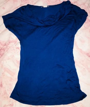 Haut bleu roi col benitier xs h&m