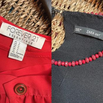 Chemisier Forever 21 + Pull noir perle rouge