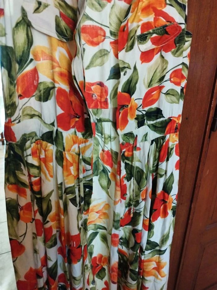 Robe longue blanche fleurie taille S/36 vintage dress floral - photo numéro 10