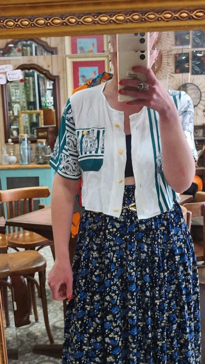 Adorable petite blouse vintage fluide cropée - photo numéro 2