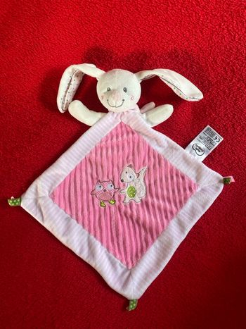 Mots d enfants doudou lapin blanc losange rose renard hibou neuf